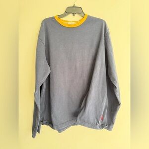 free_territories blue and yellow crew neck long sleeve cotton shirt men’s XXL